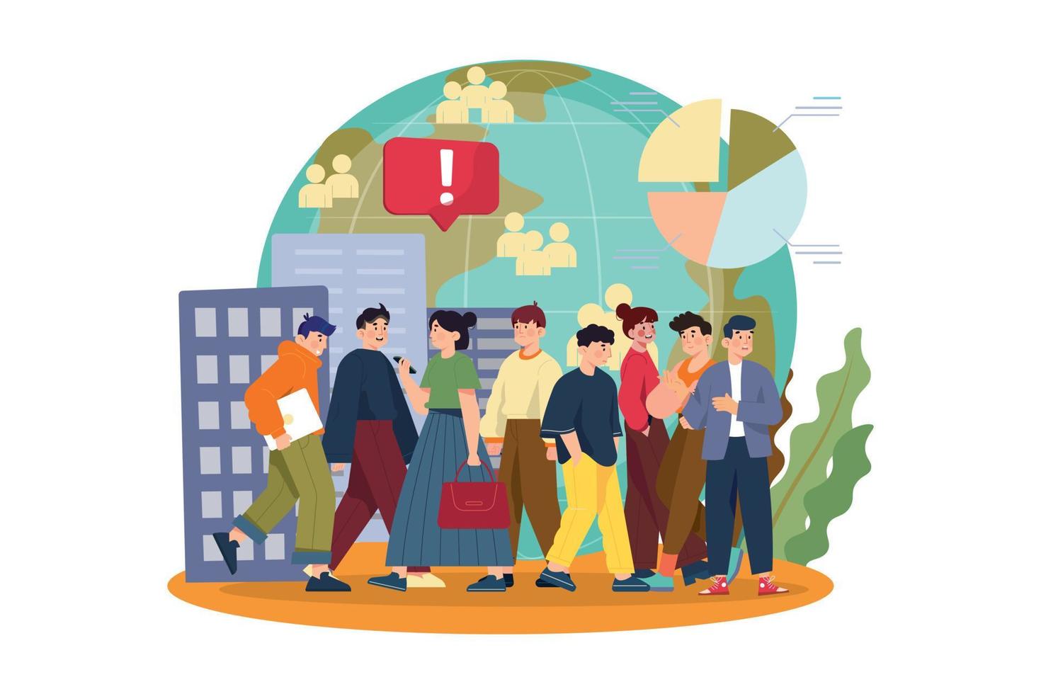 Overpopulation Illustration concept on white background vector