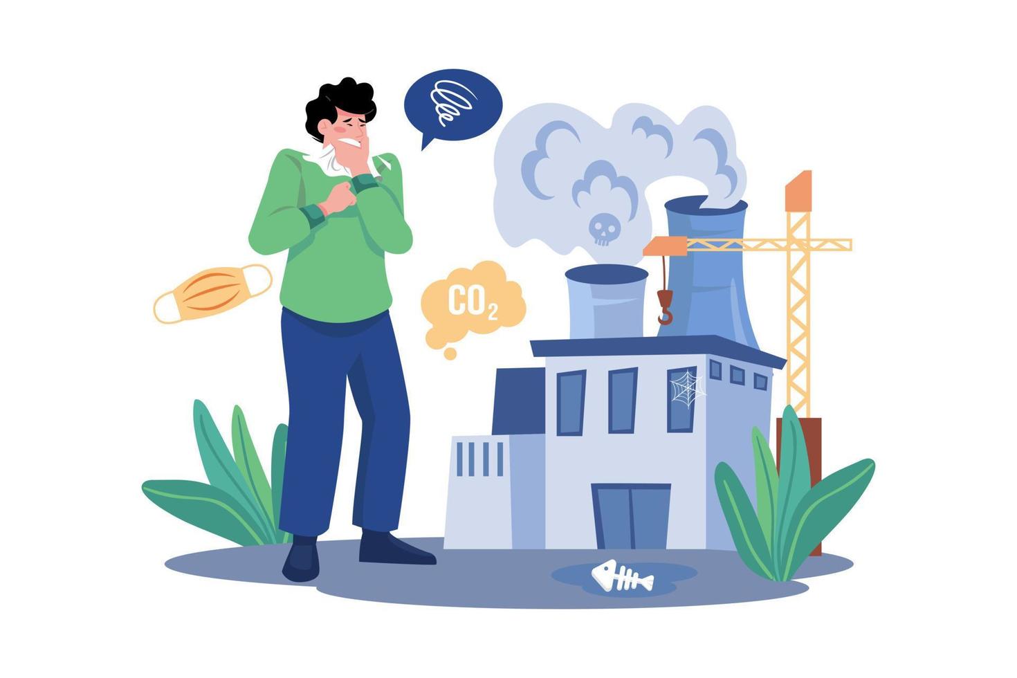 Environmental Pollution From Industrial Plants vector