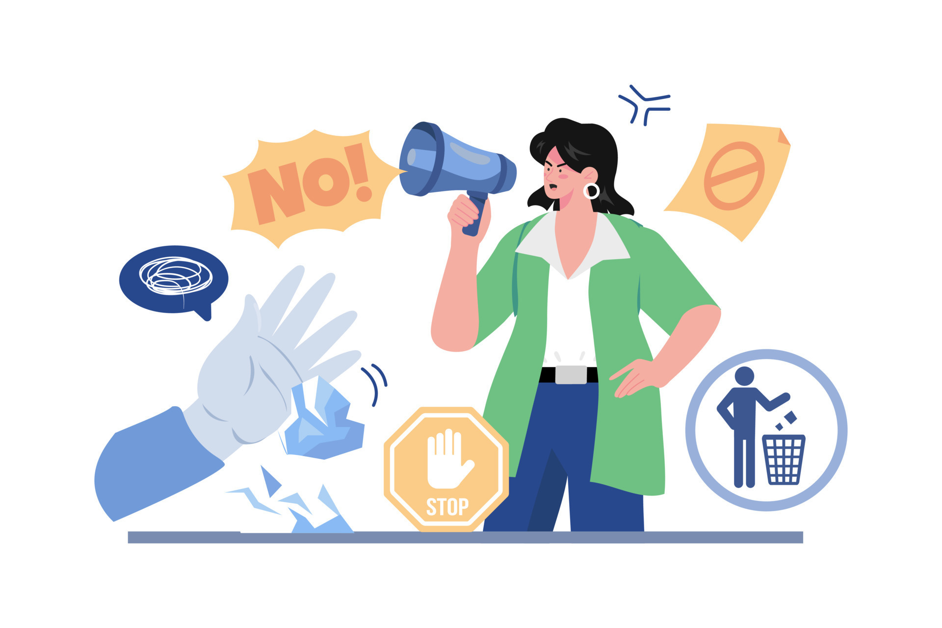 Stop Throwing Trash Campaign Illustration concept on white background