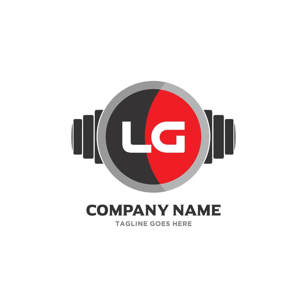 icono de diseño de logotipo de letra lg fitness y símbolo de vector de música.