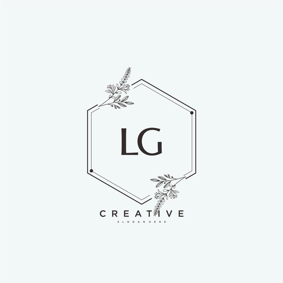 arte del logotipo inicial del vector de belleza lg, logotipo de escritura a mano de firma inicial, boda, moda, joyería, boutique, floral y botánica con plantilla creativa para cualquier empresa o negocio.
