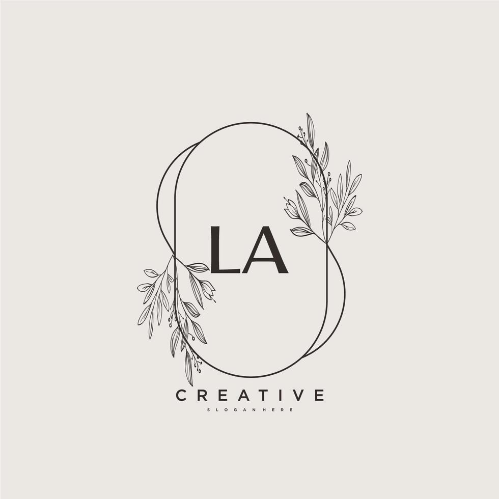 LA Beauty vector initial logo art, handwriting logo of initial signature, wedding, fashion, jewerly, boutique, floral and botanical with creative template for any company or business.