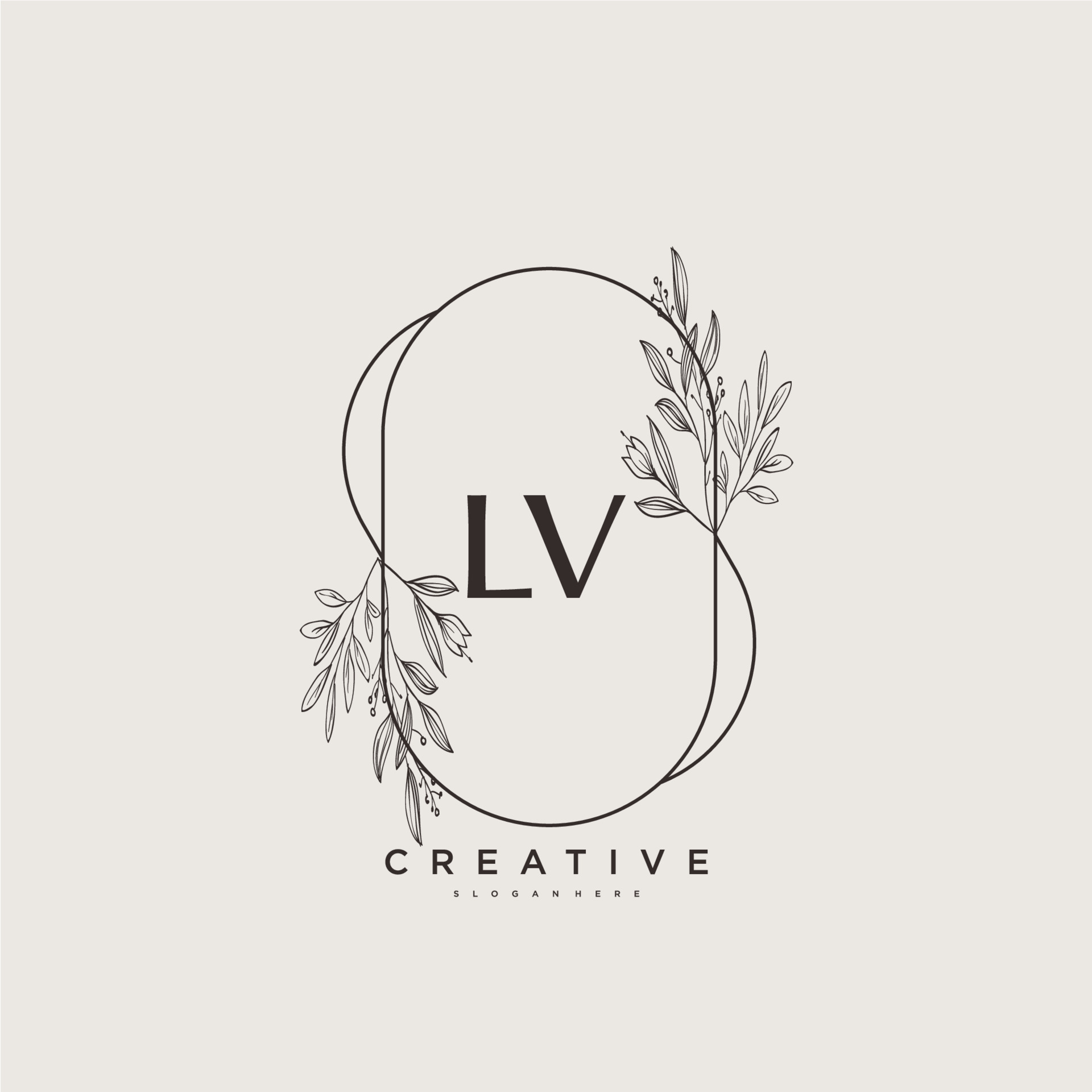 L V , Beauty vector initial logo, handwriting logo of initial signature,  wedding, fashion, jewerly, boutique, floral and botanical with creative  template for any company or business. Stock Vector