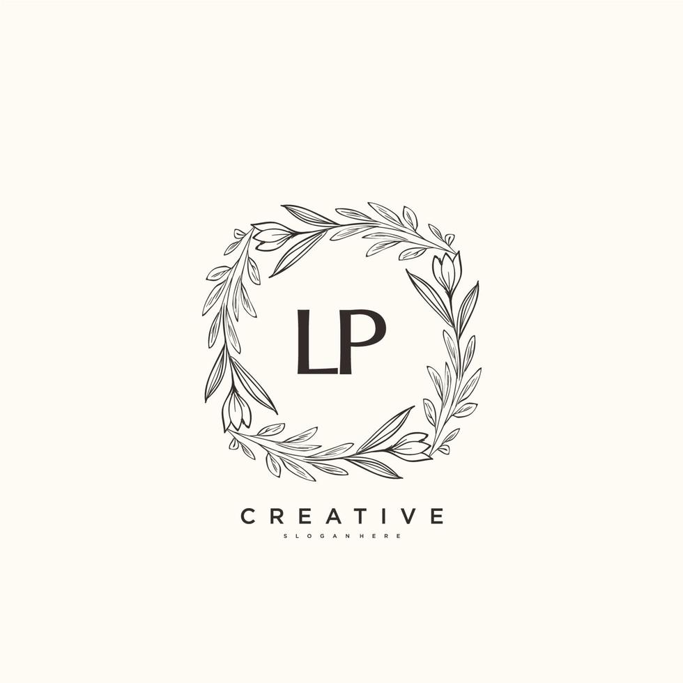 arte del logotipo inicial del vector de belleza lp, logotipo de escritura a mano de firma inicial, boda, moda, joyería, boutique, floral y botánica con plantilla creativa para cualquier empresa o negocio.