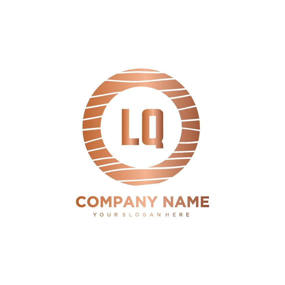 vector de plantilla de logotipo de madera de círculo de letra inicial lq