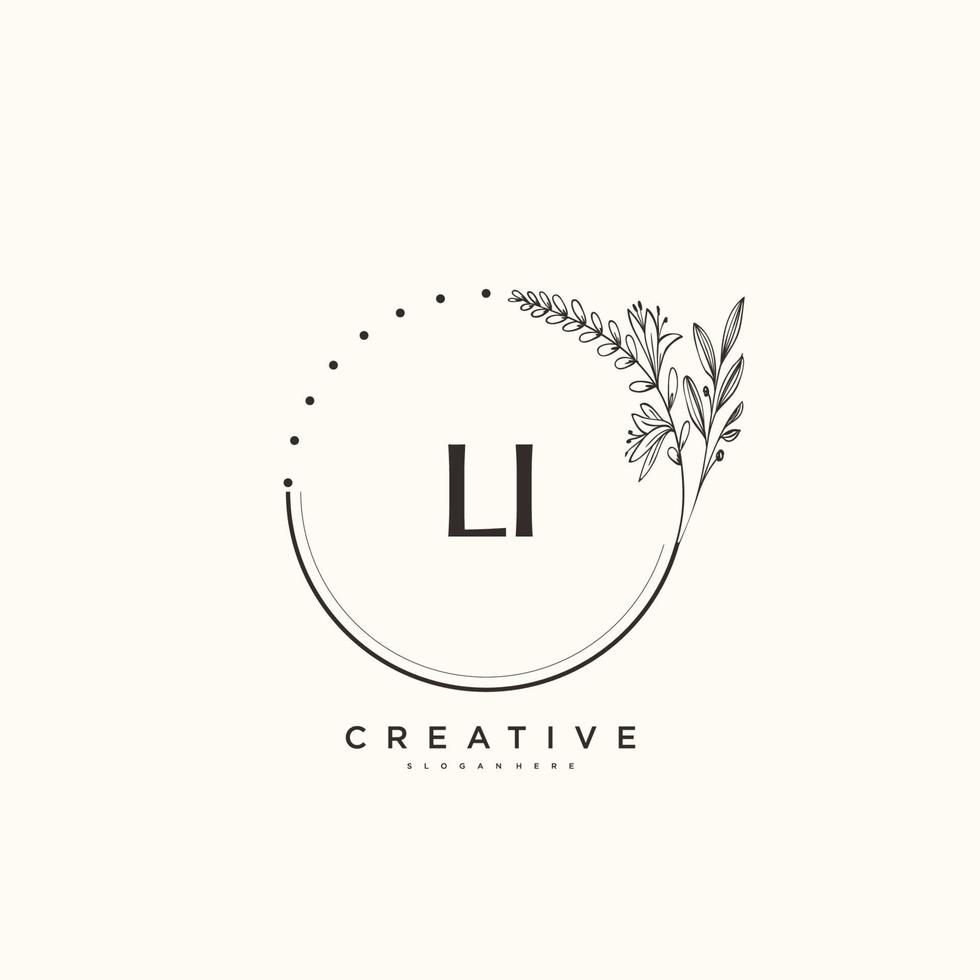 arte del logotipo inicial del vector de belleza li, logotipo de escritura a mano de firma inicial, boda, moda, joyería, boutique, floral y botánica con plantilla creativa para cualquier empresa o negocio.