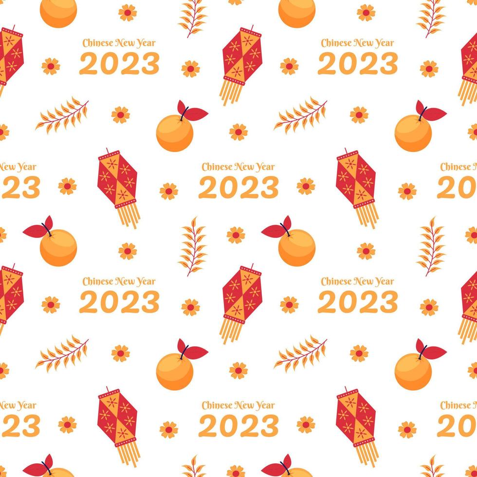 año nuevo lunar chino 2023 día patrón sin costuras decoración plantilla dibujado a mano dibujos animados ilustración plana vector