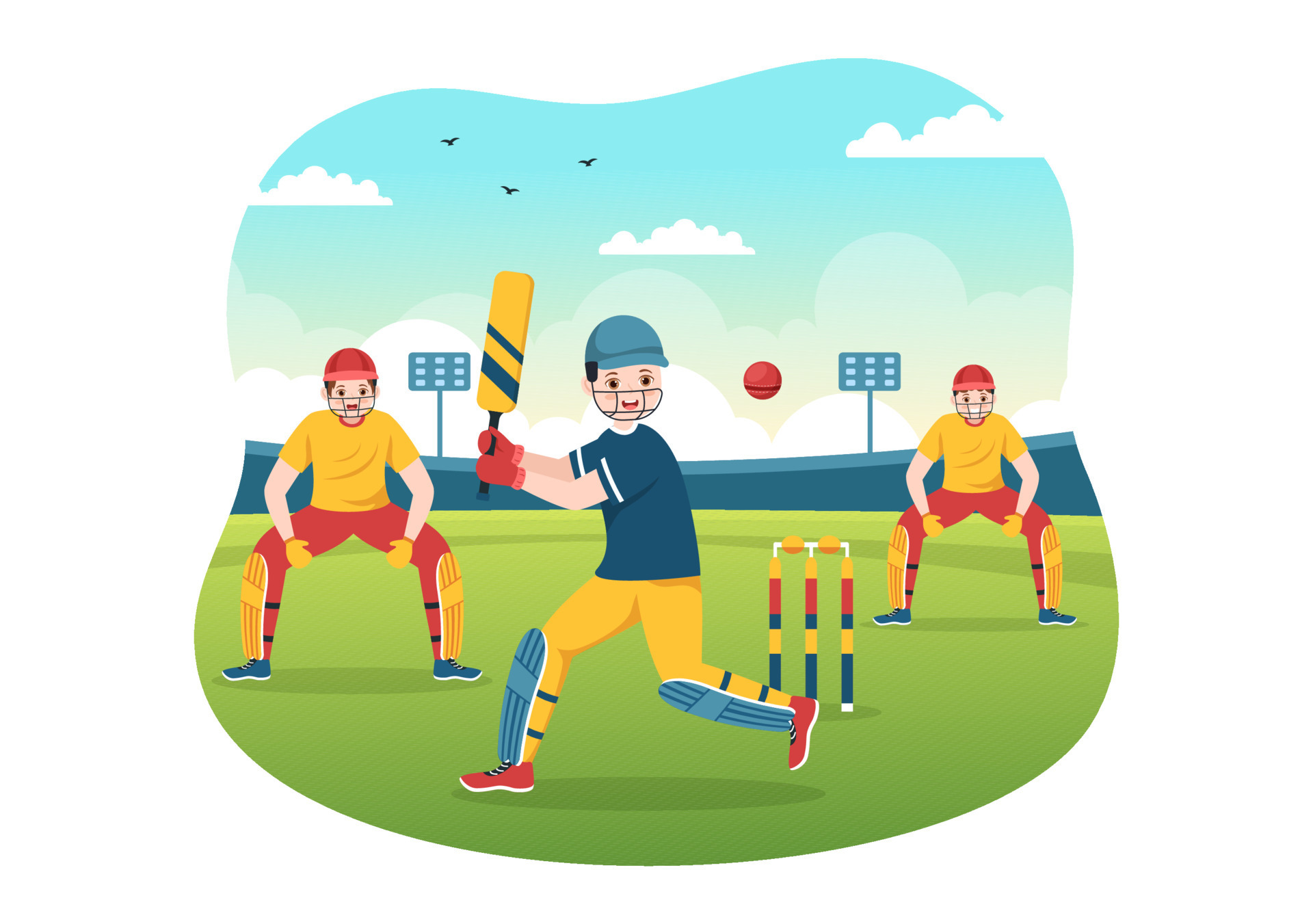 Batsman Playing Cricket Sport Illustration with Bat and Balls in the Field  for Championship in Flat Cartoon Hand Drawn Templates 16922497 Vector Art  at Vecteezy