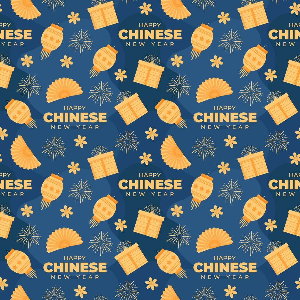 Chinese Lunar New Year 2023 Day Seamless Pattern Decoration Template Hand Drawn Cartoon Flat Illustration vector