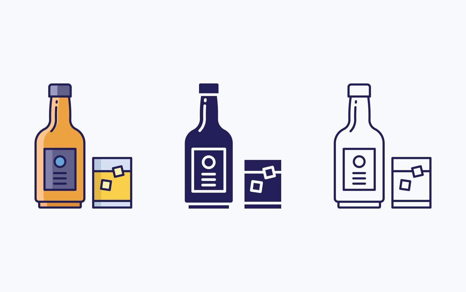 Brandy bottle and glass vector icon