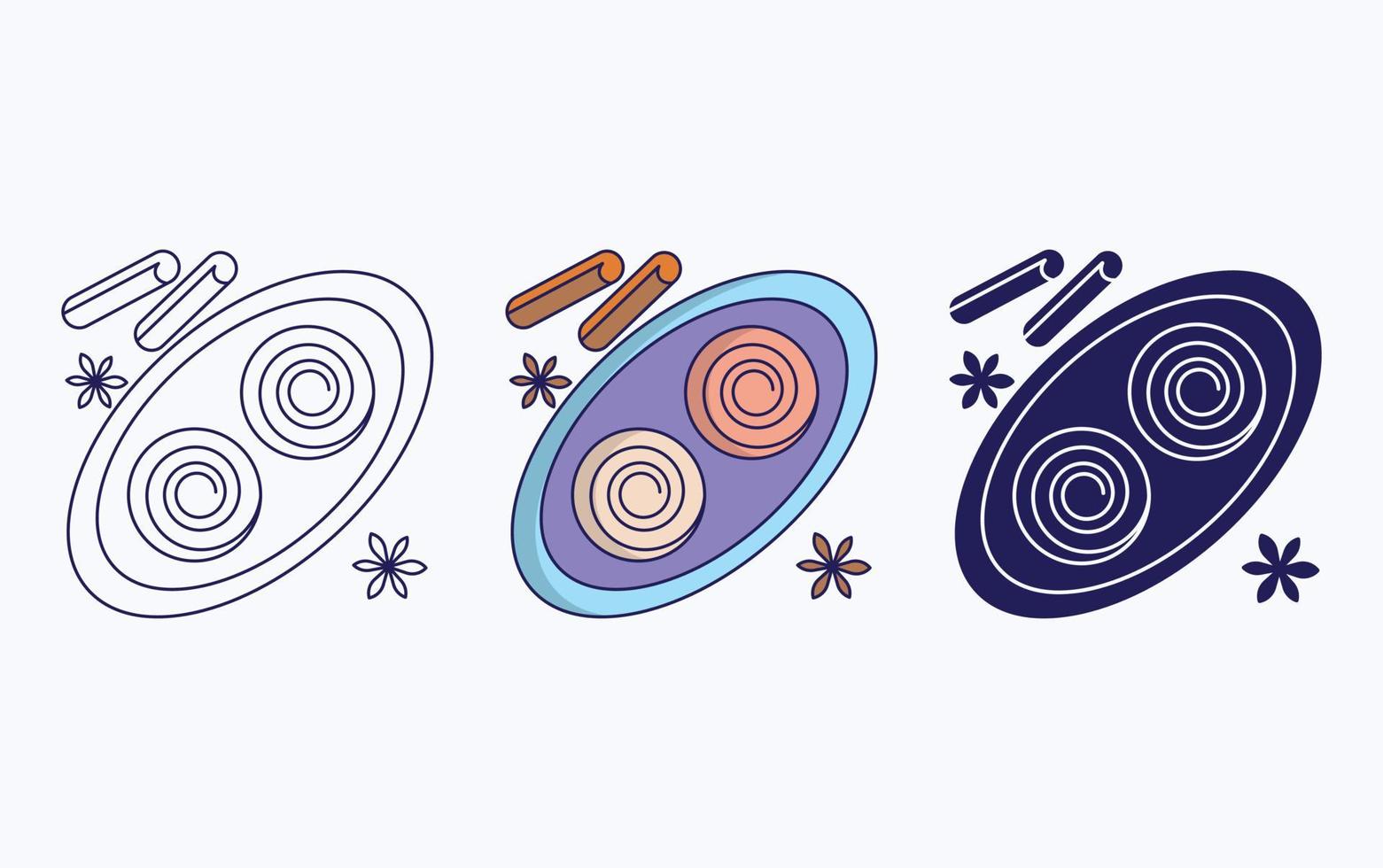 Cinnamon roll dish vector icon