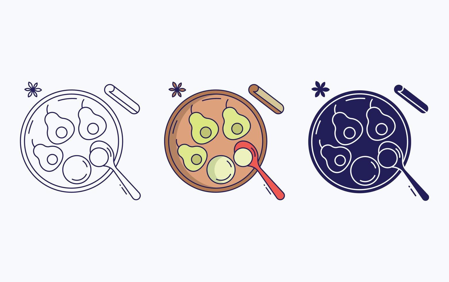 Baked pears fine dining icon vector