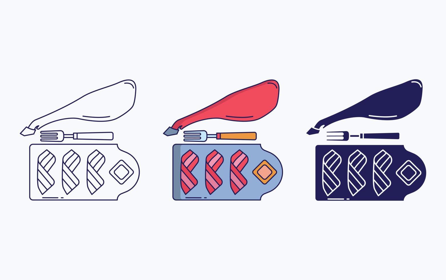 Jamon cut fine dining icon vector