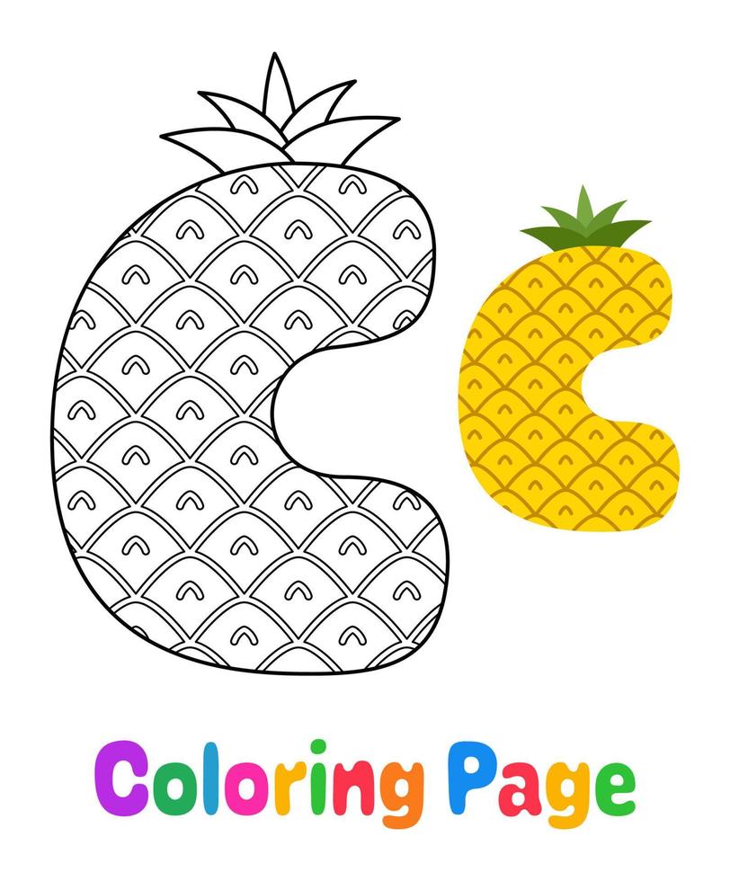 Coloring page with Alphabet C for kids vector