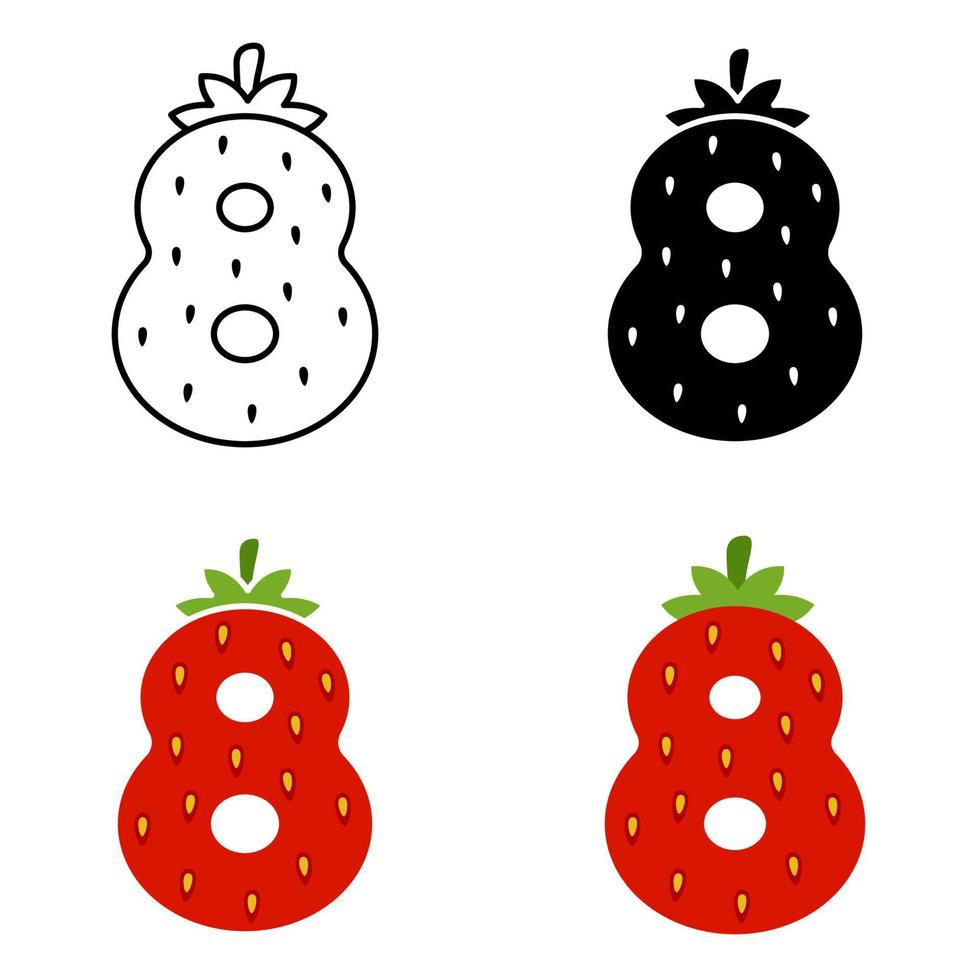 Number 8 in flat style isolated vector