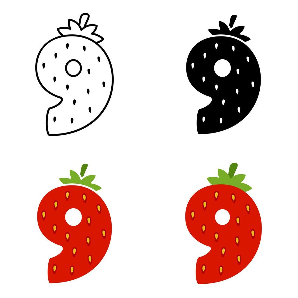 Number 9 in flat style isolated vector