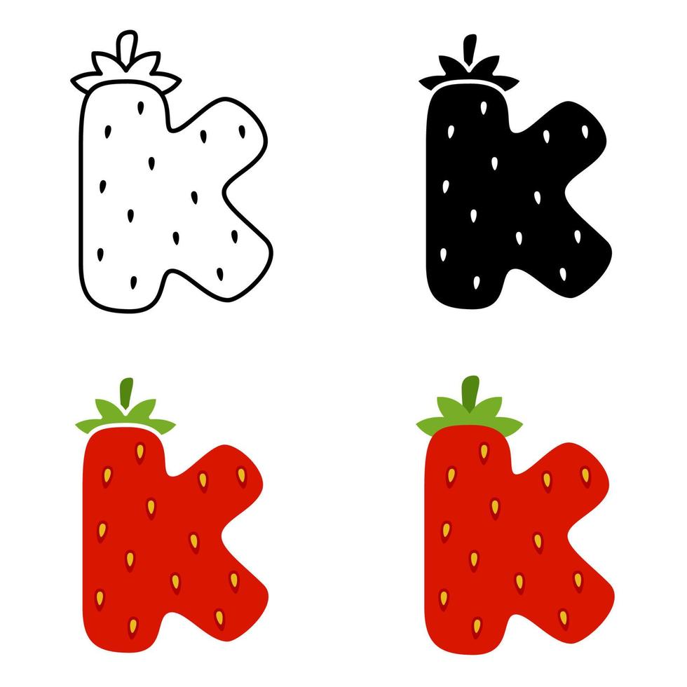 Alphabet K in flat style isolated vector