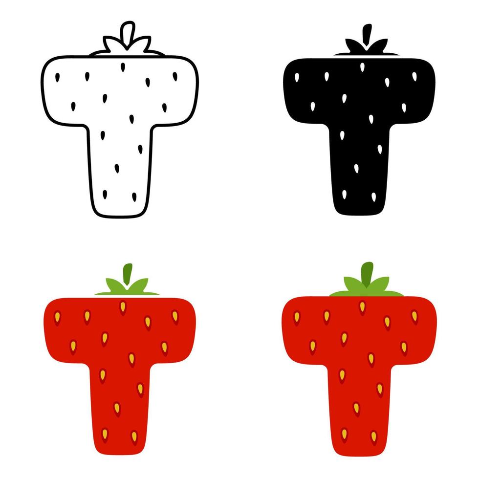 Alphabet T in flat style isolated vector
