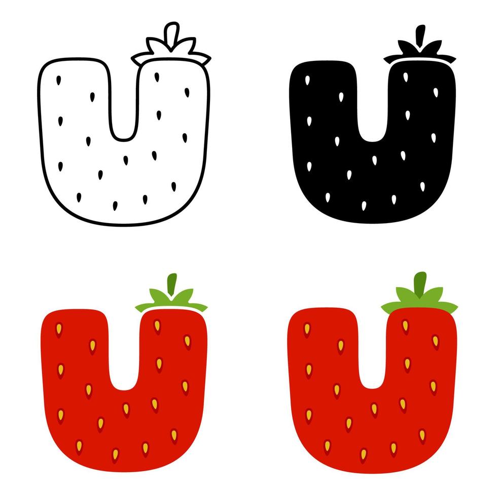 Alphabet U in flat style isolated vector
