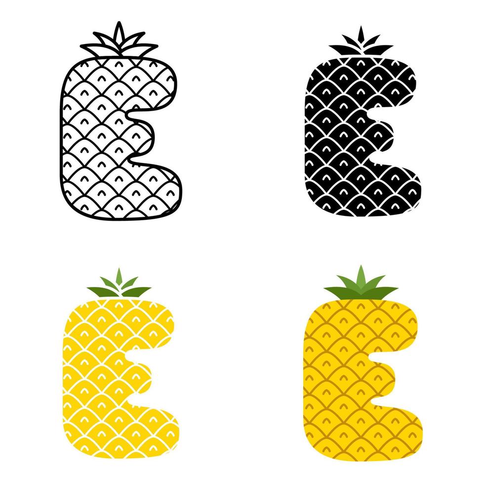 Alphabet E in flat style isolated vector