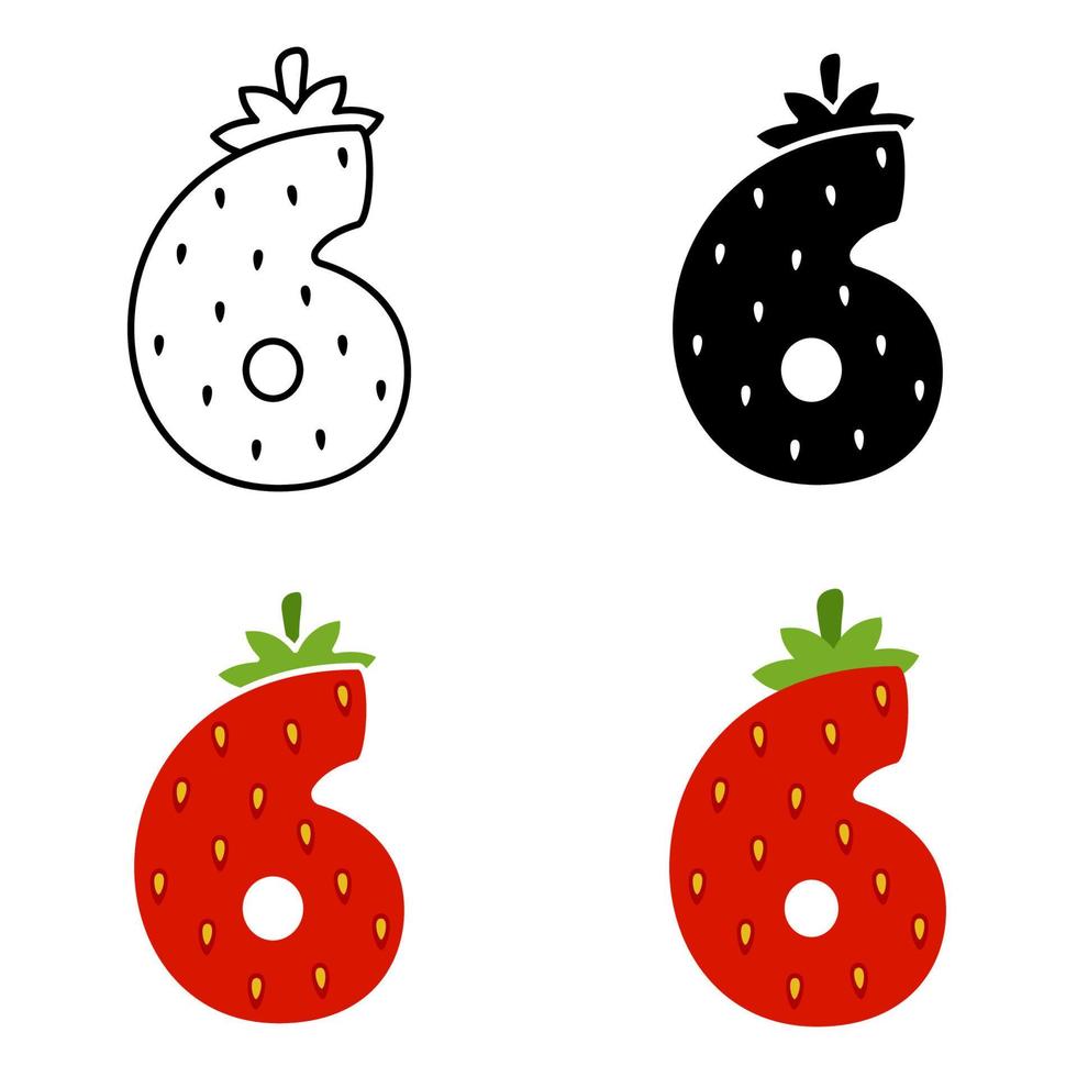 Number 6 in flat style isolated vector