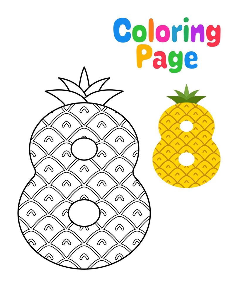 Coloring page with Number 8 for kids vector