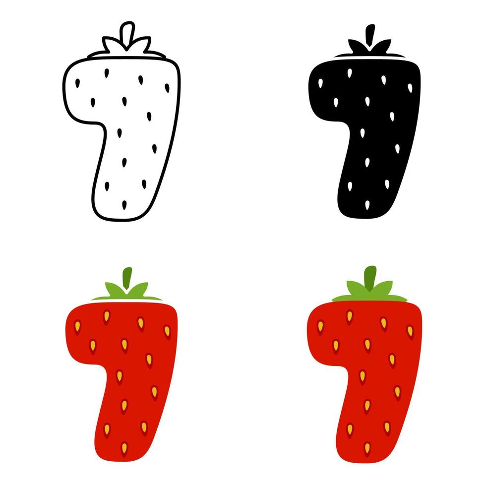 Number 7 in flat style isolated vector