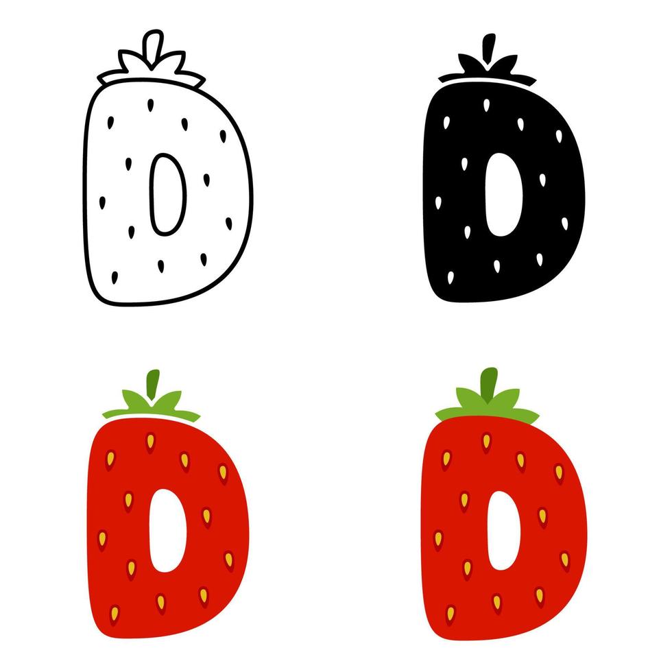 Alphabet D in flat style isolated vector