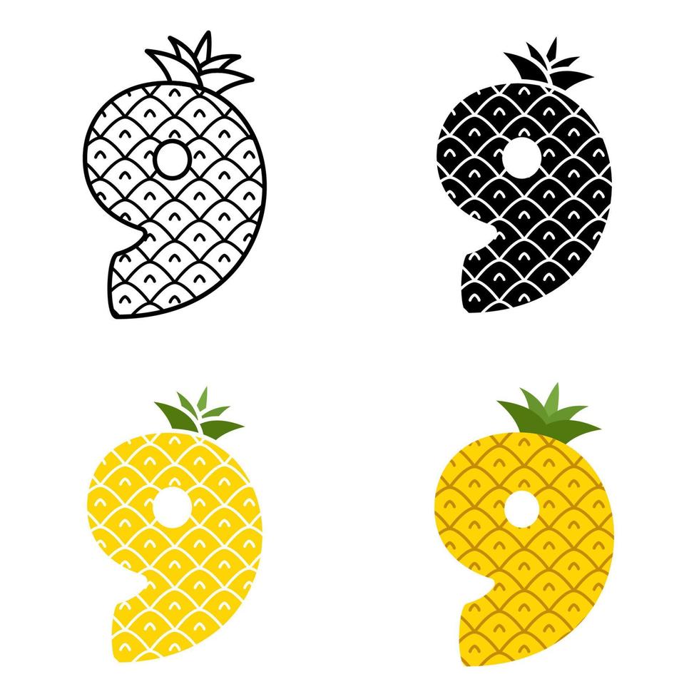 Number 9 in flat style isolated vector