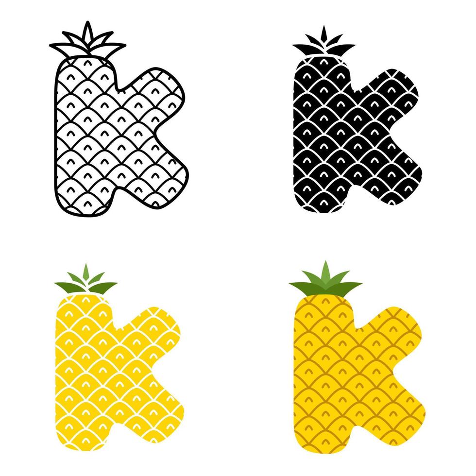 Alphabet K in flat style isolated vector