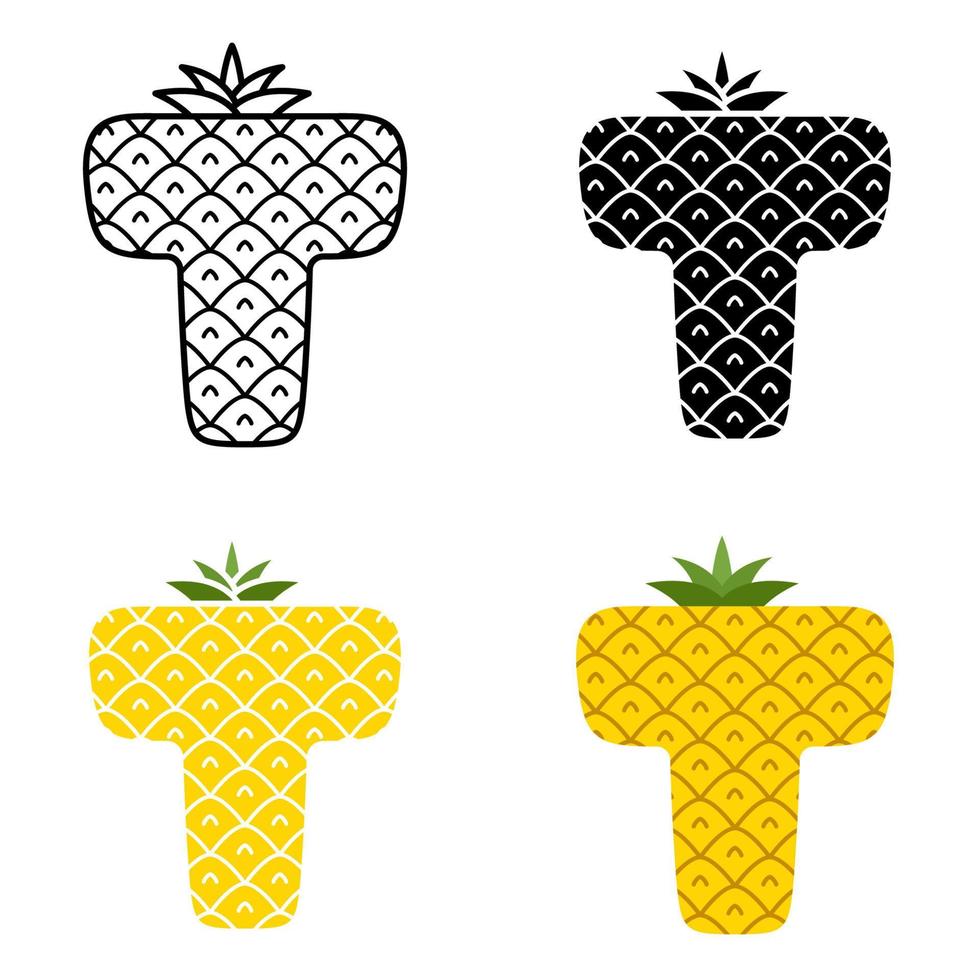 Alphabet T in flat style isolated vector