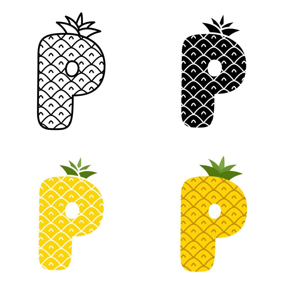 Alphabet P in flat style isolated vector