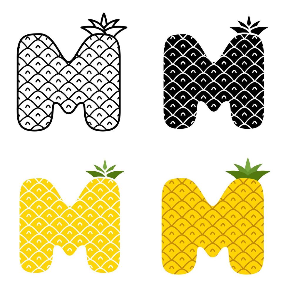Alphabet M in flat style isolated vector