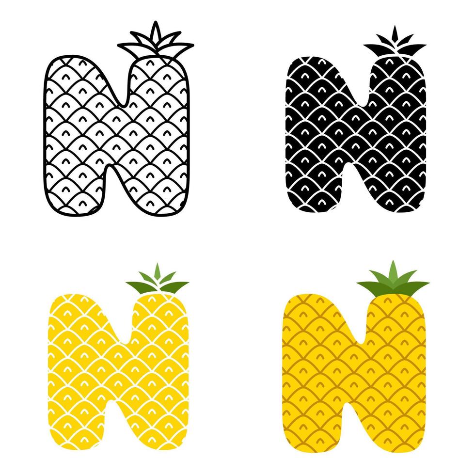 Alphabet N in flat style isolated vector