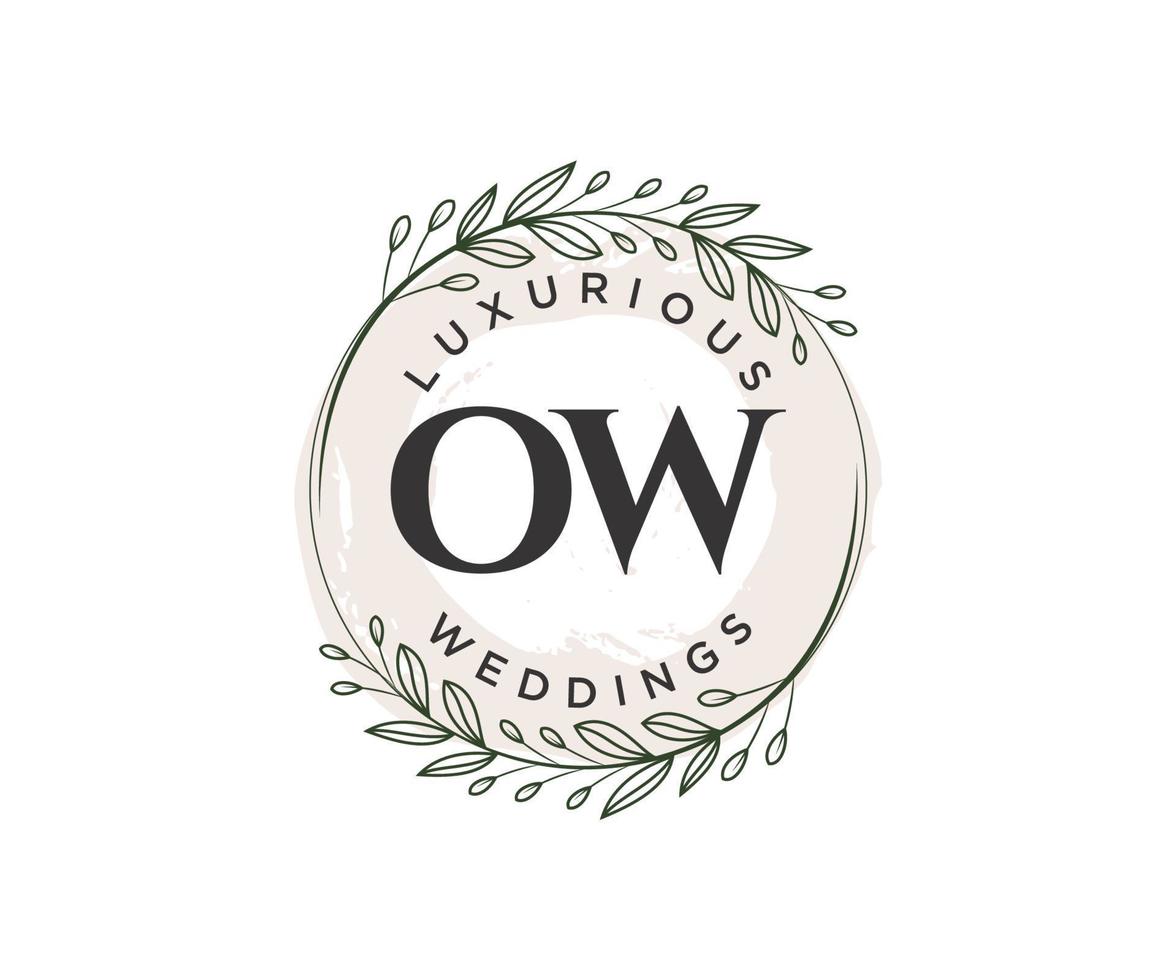 OW Initials letter Wedding monogram logos template, hand drawn modern minimalistic and floral templates for Invitation cards, Save the Date, elegant identity. vector