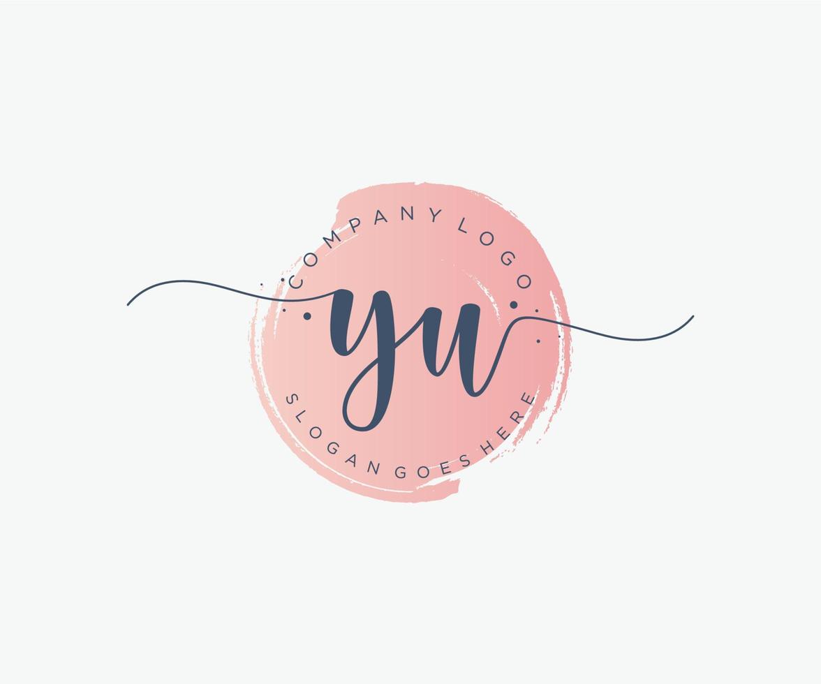 Initial YU feminine logo. Usable for Nature, Salon, Spa, Cosmetic and Beauty Logos. Flat Vector Logo Design Template Element.