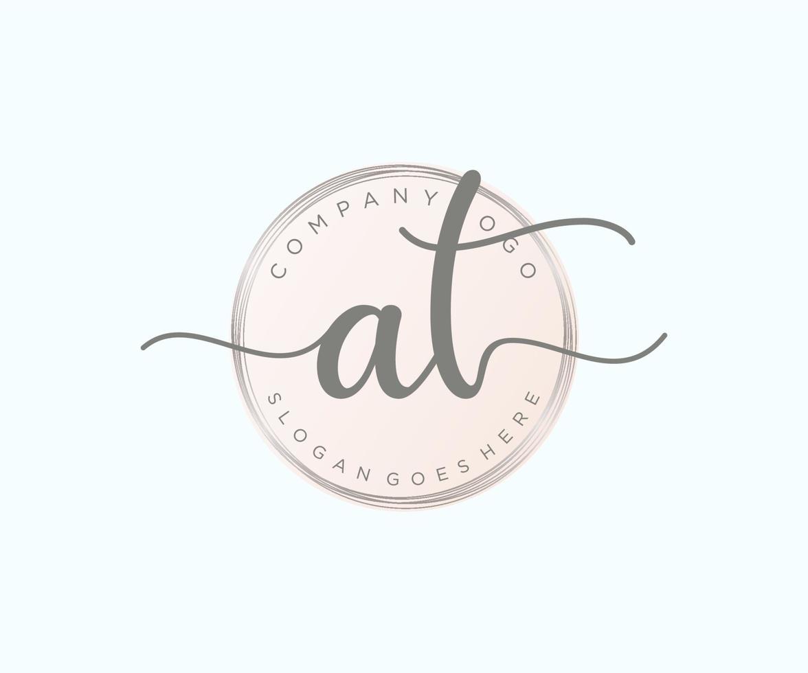 Initial AT feminine logo. Usable for Nature, Salon, Spa, Cosmetic and Beauty Logos. Flat Vector Logo Design Template Element.