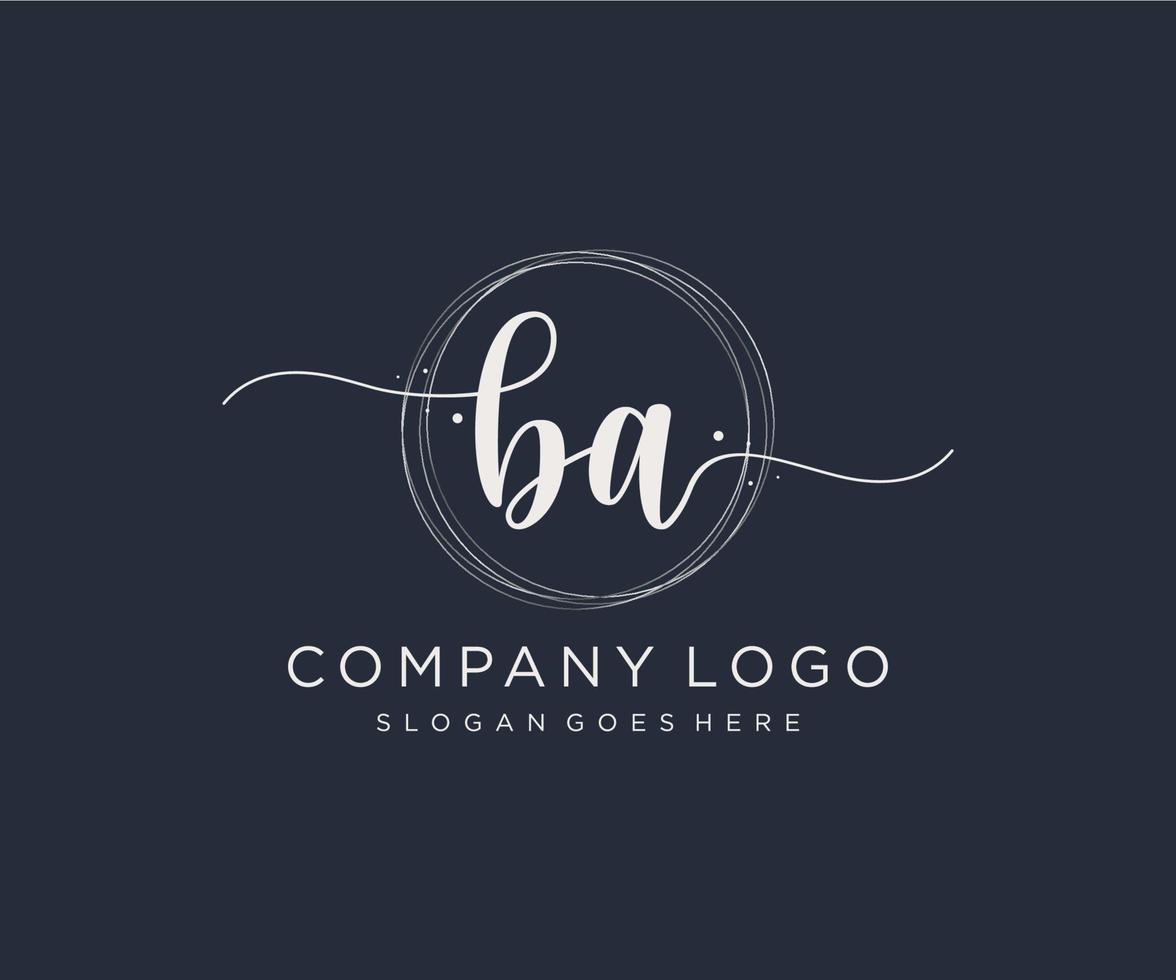 Initial BA feminine logo. Usable for Nature, Salon, Spa, Cosmetic and Beauty Logos. Flat Vector Logo Design Template Element.
