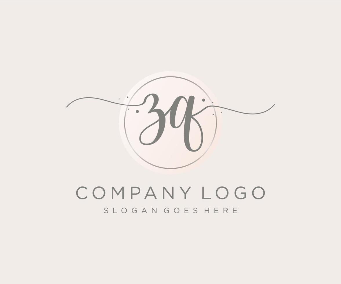 logotipo femenino inicial zq. utilizable para logotipos de naturaleza, salón, spa, cosmética y belleza. elemento de plantilla de diseño de logotipo de vector plano.