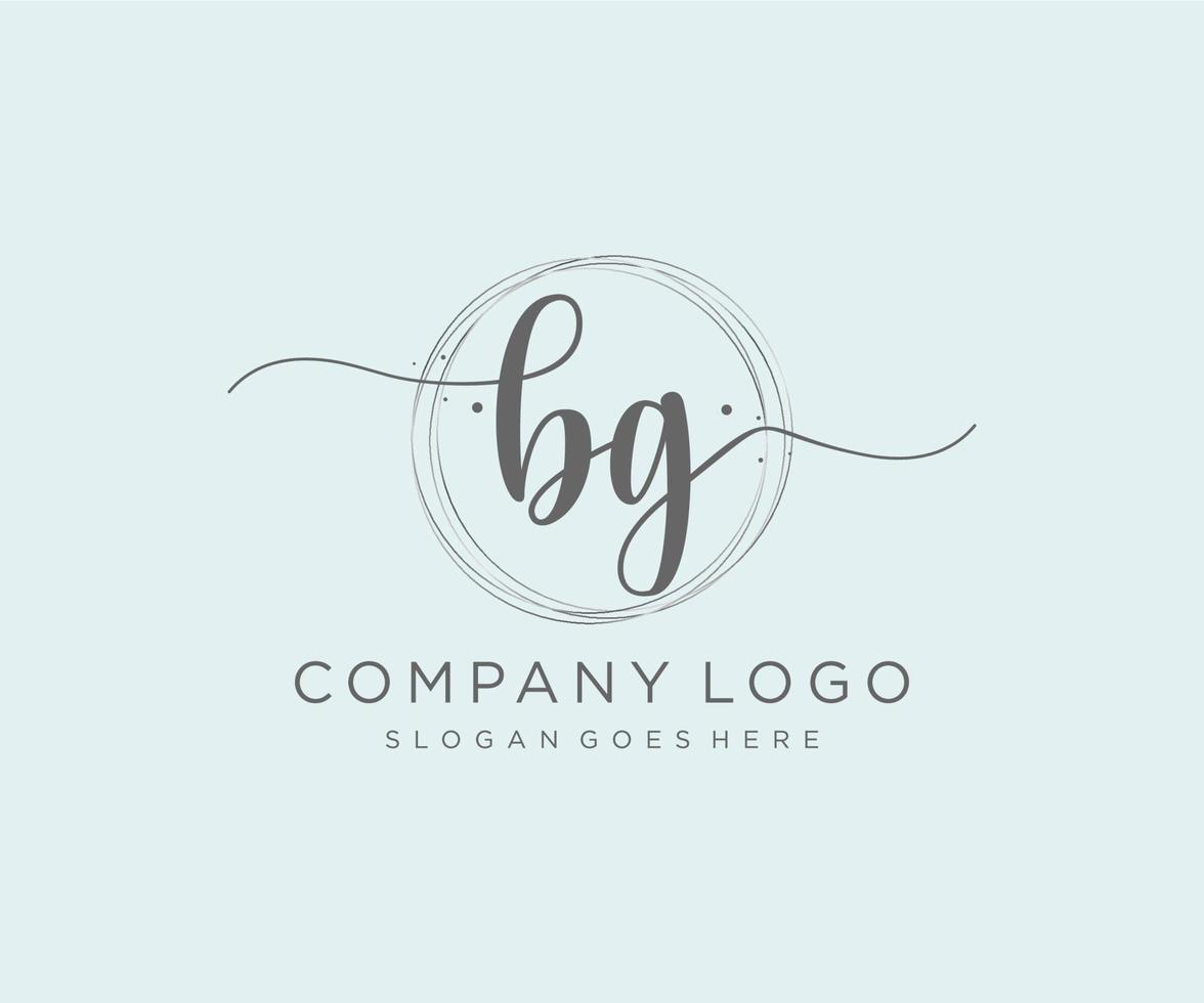 Initial BG feminine logo. Usable for Nature, Salon, Spa, Cosmetic and Beauty Logos. Flat Vector Logo Design Template Element.