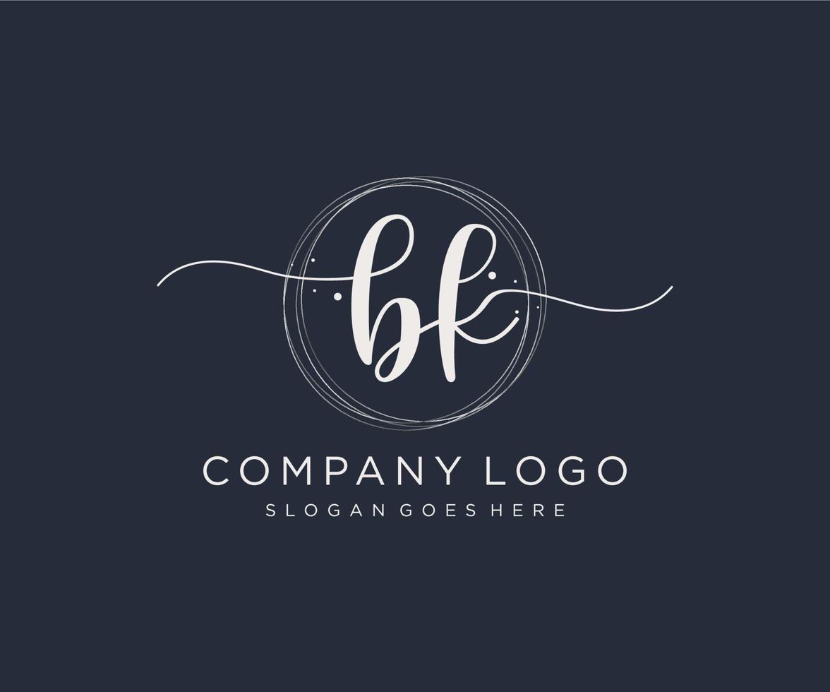 Initial BK feminine logo. Usable for Nature, Salon, Spa, Cosmetic and Beauty Logos. Flat Vector Logo Design Template Element.