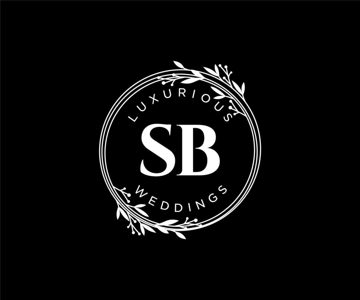 SB Initials letter Wedding monogram logos template, hand drawn modern minimalistic and floral templates for Invitation cards, Save the Date, elegant identity. vector