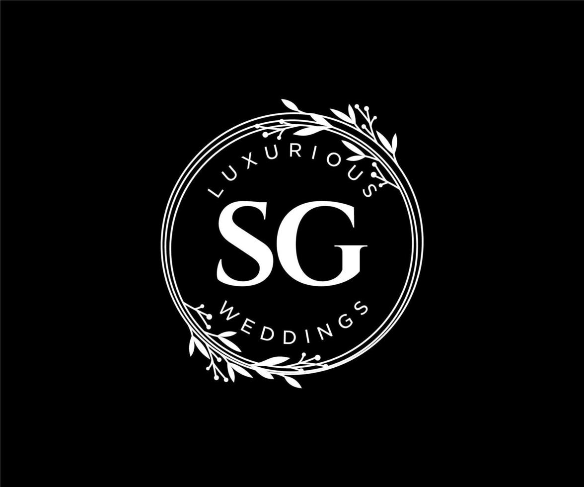 SG Initials letter Wedding monogram logos template, hand drawn modern minimalistic and floral templates for Invitation cards, Save the Date, elegant identity. vector