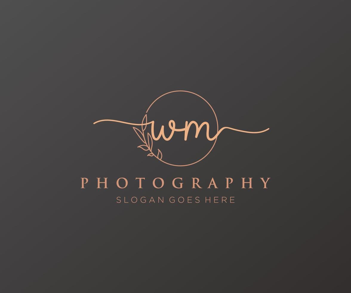 Initial WM feminine logo. Usable for Nature, Salon, Spa, Cosmetic and Beauty Logos. Flat Vector Logo Design Template Element.