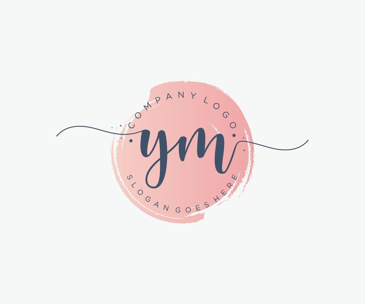 Initial YM feminine logo. Usable for Nature, Salon, Spa, Cosmetic and Beauty Logos. Flat Vector Logo Design Template Element.