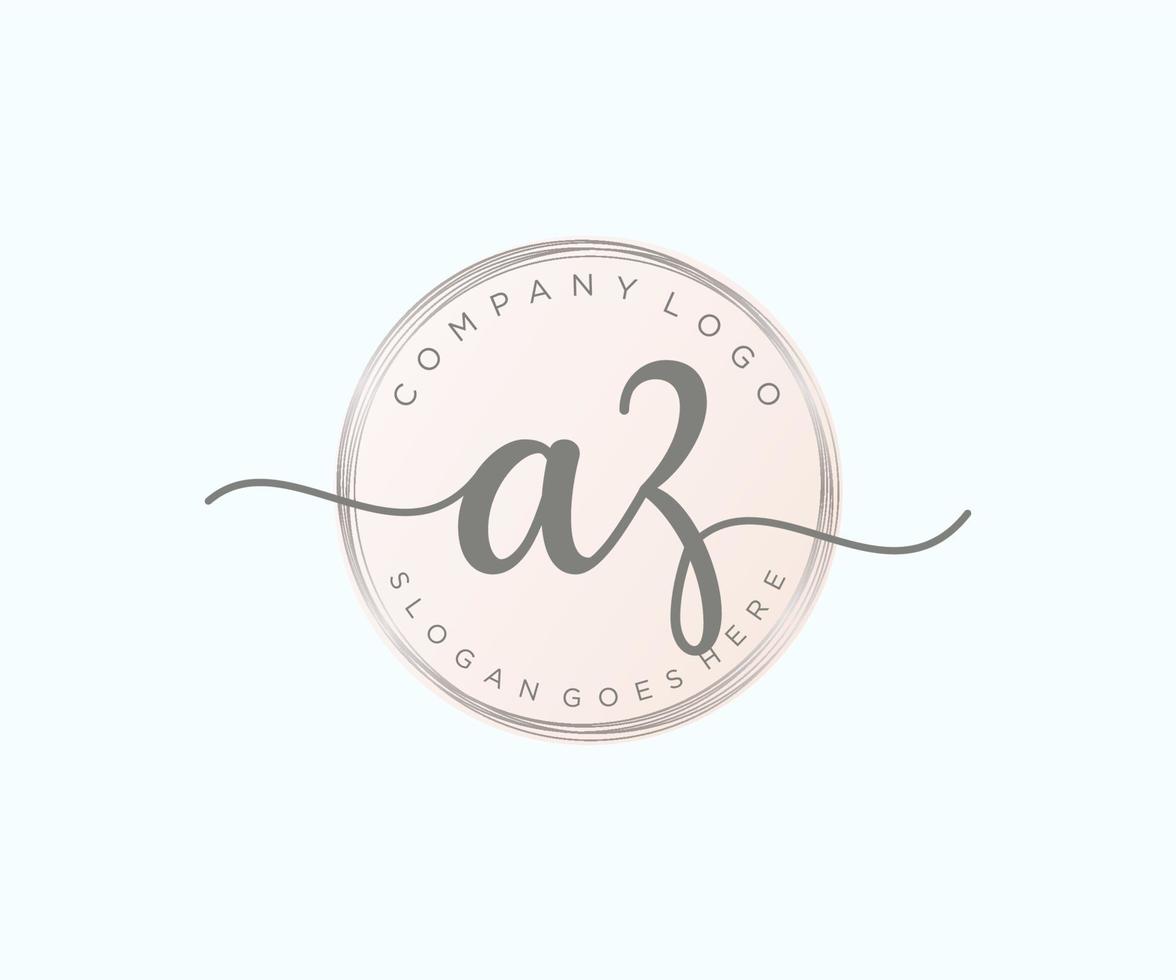 Initial AZ feminine logo. Usable for Nature, Salon, Spa, Cosmetic and Beauty Logos. Flat Vector Logo Design Template Element.