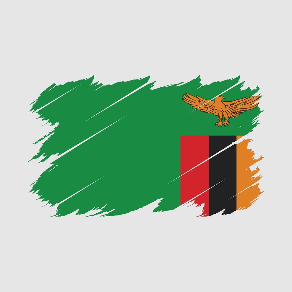 Zambia Flag Brush Vector