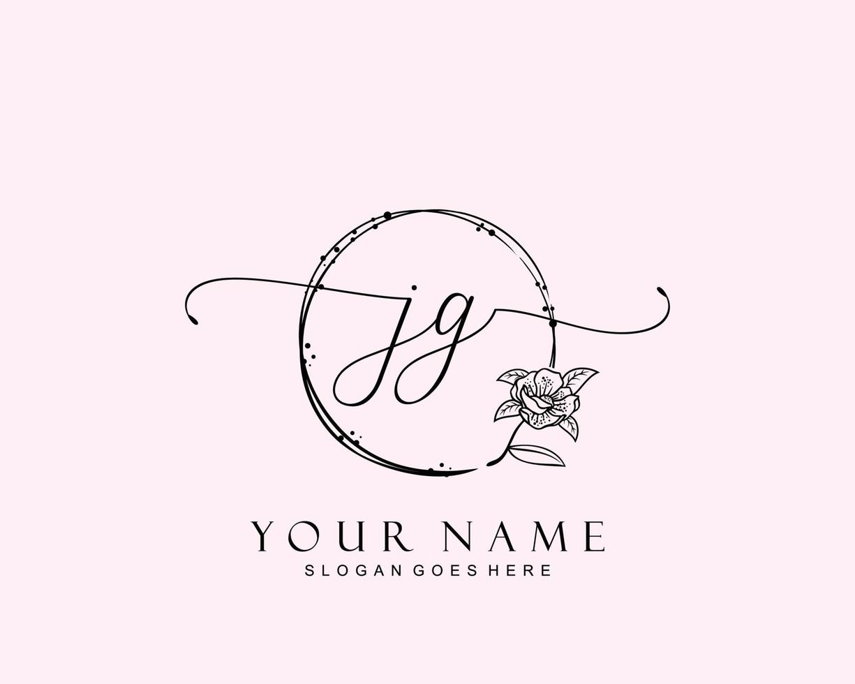 Initial JG beauty monogram and elegant logo design, handwriting logo of initial signature, wedding, fashion, floral and botanical with creative template. vector