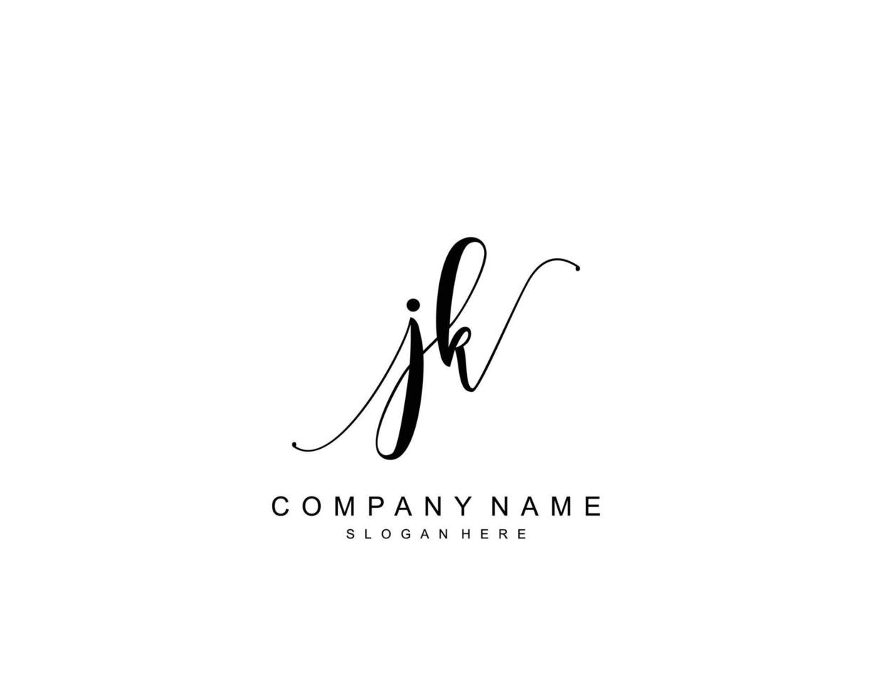 Initial JK beauty monogram and elegant logo design, handwriting logo of initial signature, wedding, fashion, floral and botanical with creative template. vector