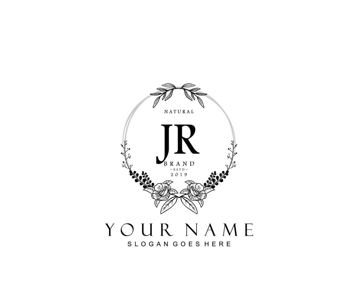 Initial JR beauty monogram and elegant logo design, handwriting logo of initial signature, wedding, fashion, floral and botanical with creative template. vector